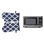 Penguin Home Toshiba 800 w 23 L Microwave Oven with Digital Display, Auto Defrost, One-touch Express Cook 100% Pure Cotton Heat Resistance Diamond Navy S/2 Oven Gloves