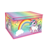 Toy Storage Folding Box Large Collapsible Jumbo Toy Chest Rainbow Unicorn Design