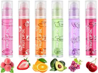 Joyeee Hydrating Lip Oil Set, 6 Pcs Fruit-Flavored Lip Gloss Set, Roll-On Lip Oi