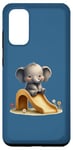 Galaxy S20 Blue Adorable Elephant on Slide Cute Animal Theme Case
