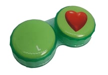 Red Love Heart Flat Contact Lens Storage Soaking Case - L+R Marked - UK Made