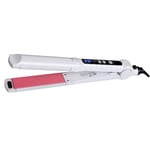 YUYAXAF Thermostatic Hair Straightener Hair Curler Ceramic LCD splint Heating up Antiscalding, White