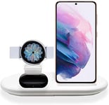 leQuiven Wireless Charging Station, Wireless Charger Station Compatible with Galaxy Z Fold 3/S20/S20+/S10/S9/iPhone 13 12 Pro Max Mini, Galaxy Watch 3 1 Active 3 2 1, Galaxy Buds (White)