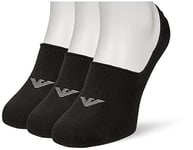 Emporio Armani Underwear Men's 3-Pack Footie Socks Casual Invisible, Onyx, S/M
