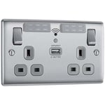 BG Nexus Metal Double Switched 13A Power Socket Wifi Extender & USB Charging