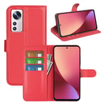 Xiaomi 12 Lite PU Wallet Case Red
