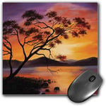 Mouse Pad Gaming Functional Country Decor Thick Waterproof Desktop Mouse Mat Picture of an Old Tree Bending Over the River with Mountain Landscape at Sunset,Burnt Orange Purple Non-slip Rubber Base