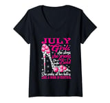 Womens July Girl Like a Boss in Control diamond shoes Funny girl V-Neck T-Shirt