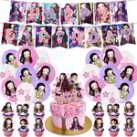 Demon Slayer Nezuko Tema Födelsedagsfest Dekorationer Banner Tårta Cupcake Toppers Ballonger Set