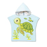 Chickwin Hooded Poncho Towel Kids Baby Luxury Bathrobe Print Light Weight Microfiber, Beach Towel Childs Boys Girls Robe Hooded Swimming Bath Towel Surf Wetsuit Changing (60 * 80cm,Green turtle)
