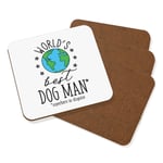 World's Best Dog Man Coaster Drinks Mat Set Of 4 Funny Favourite Crazy Puppy