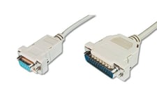 DIGITUS câble parallèle pour imprimante - D-Sub 25 à D-Sub 9 - mâle à femelle - 3.0m câble de raccordement - Beige