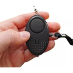 Alarme personnelle compacte anti-agression vol chien sos - sirène 140 dB / lampe de poche - Noire