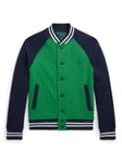 Ralph Lauren Kids' Colour Block Fleece Bomber Jacket, Preppy Green