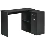 L-Shaped Computer Desk Dining Table with Storage Shelf and Drawer