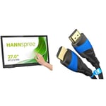 Hanns.G - HT273 - Moniteur Tactile - 68,6 cm /27" - Noir & KabelDirekt – Câble HDMI 8K / 4K avec Blindage A.I.S. – 3m