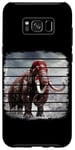 Galaxy S8+ Retro black and red woolly mammoth on snow, clouds, art. Case