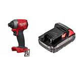 Milwaukee 4933464087 M18FID2-0 18V Impact Driver GEN 2 Body Only - Black-Red & M18B2 M18 2.0Ah Lithium-Ion Battery - Red