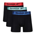 Reebok Men's Super Soft Boxer Short Viscose from Bamboo Fabric Mix Trunks, Black/Vector Red/Blue/Classic Teal, M