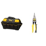 STANLEY FATMAX Technician Tool Bag, Heavy Duty 600 Denier and Leather, Multifunctional Tool Storage & Aviation Snips – Straight Cut (2-14-563), Black and Yellow