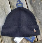 Genuine POLO RALPH LAUREN Black MERINO WOOL BEANIE Hat Toque Tag 449793448001