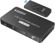 Switch Hdmi 4K 60Hz, Multiprise Hdmi Switch 3 Entrées 1 Sortie, Commutateur Hdmi Avec Télécommande Supporte 4K 3D Uhd, Multi Hdmi Splitter Pour Ps5, Ps4, Lecteur Blu-Ray, Dvd, Xbox[YIN4184761]