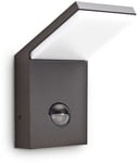 Style, Udendørs væglampe med sensor, Ap, aluminium by Ideal Lux (H: 17 cm. x B: 10 cm. x L: 10 cm., Antracit/4000 kelvin)