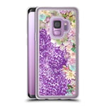 Head Case Designs Official Monika Strigel Succulent Peach My Garden Purple Clear Hybrid Liquid Glitter Compatible for Samsung Galaxy S9