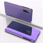 LLLI Accessoires Mobiles pour Sony for Sony Xperia1 II plaqué Miroir Miroir Horizontal Housse en Cuir avec Support (Couleur : Purple Blue)