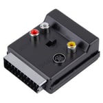 Noir commutable péritel mâle à femelle S-Video 3 RCA Audio Adapter Convertor