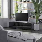 vidaXL TV Cabinet with Drawers Living Room Bedroom Furniture Hifi Media Stand Stereo Cabinet TV Unit Storage Lowboard High Gloss Black Chipboard