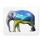 Cool Elephant with Mountain Forest Landscape Rectangle Non Slip Rubber Mousepad, Gaming Mouse Pad Mouse Mat for Office Home Woman Man Employee Boss Work