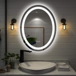 Amorho Oval LED Bathroom Mirror with LED Lights 700x 900mm Illuminated Wall Mounted Bathroom Mirror, Sensor Touch with Demister Pad,Temperature from 3000K to 6000K,Double Lighting (Backlit + Front)