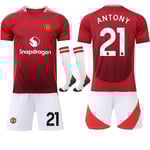 24-25 Manchester United Hemma Barn Vuxen Fotbollströja Kit Nr.21 ANTONY 22