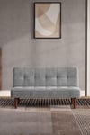Grey 2-Seater Padded Convertible Small Sofa Bed Recliner with Wooden Legs