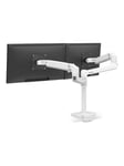 Ergotron LX Dual Stacking Arm (white) with Low-Profile Top-Mount Clamp