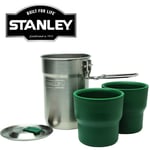 NEW 0.71L STANLEY CAMP COOK SET CUPS FLASK STAINLESS STEEL THERMOS VACUUM NEW