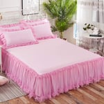3 Piece Ruffle Skirt Bedspread Set King/Twin/Queen Fitted Bed Sheet Ruffled Style Bed Skirt Coverlets Bedspreads Dust Ruffles Bedding Collections,Pink-120X200CM