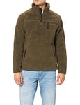 Brandit Teddy Fleece Pullover Winter Jumper with Fleece Lined Hunting Outdoor Plush - Olive, XL