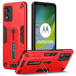 EIDERWOOD Motorola Moto E13 Håndverker Deksel m. Fingerring &amp; Stativ - Rød