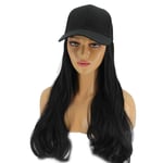 TUOLUO Ladies Hat Wave Shape Hair Extension Black Cap Female Baseball Hat Black