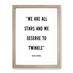 We Are All Stars Typography Quote Framed Wall Art Print, Ready to Hang Picture for Living Room Bedroom Home Office Décor, Oak A4 (34 x 25 cm)