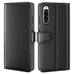 Sony Xperia 10 V Plånboksfodral i Äkta Läder, Svart