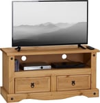 Corona TV Stand 2 Drawer Flat Screen Television Unit - Mexican Solid Pine