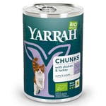 Ekonomipack: Yarrah Ekologisk Chunks 24 x 405 g - Ekologisk kyckling & ekologisk kalkon + ekologisk kyckling & ekologiskt nötkött