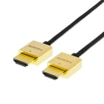 DELTACO PRIME tunn HDMI-kabel med guldpläterade zink-kontakter, 2m,