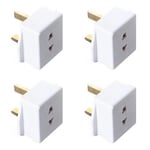 HomeBerg 2 pin to 3 Pin Adapter Plug UK - Shaver Plug Adaptor EU to UK - 1 Amp Travel Adapter Plug Socket for Shaver and Electric Toothbrush (Pack of 4)