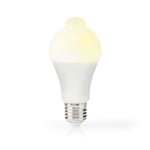Nedis LED Lamppu E27 | A60 | 8.5 W | 806 lm | 3000 K | Valkoinen | Retrotyylinen | Huurrettu | Liiketunnistus | 1 kpl