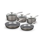 Tower T900209 Cerastone Pro 5 Piece Cookware Set with Non-Stick Coating and Riveted Steel Handles, 18/20/22cm Saucepans and 20/24cm Frying Pans, Graphite