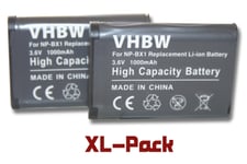 2 batteries 1000mAh pour Sony Cybershot DSC-RX1R, DSC-RX100 II Sony Cybershot DSC-WX300B, DSC-WX300R, DSC-WX300W remplace NP-BX1
